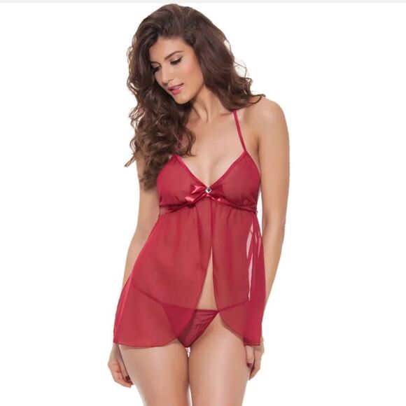 Red Sexy Lingerie Sleepwear Women's Babydoll Nightwear Underwear G-string - Picture 3 of 7